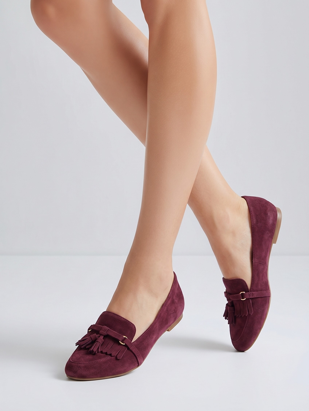 Talbots Plum Suede Tassel Loafers Pointed Toe Flats Size 8 VGC